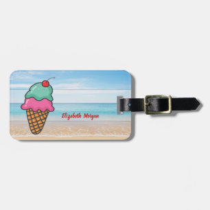 Tropical,Beach,Sea ,Sand,Ice cream-Personalised Luggage Tag