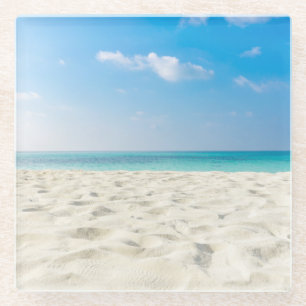 Tropical Beach Sea Sand Sky & Summer Day Glass Coaster