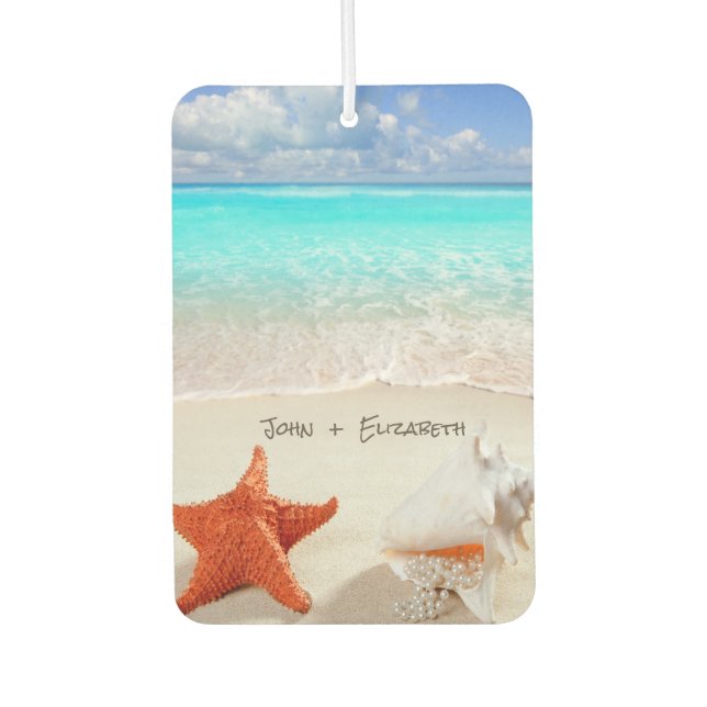 Tropical Beach,Sea,Seastar,Seashell Car Air Freshener (Front)