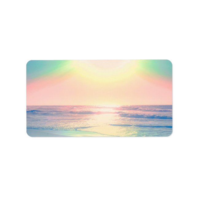 Tropical Beach Sea Sun Colorful Summer Label (Front)