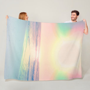 Tropical Beach Sea Sun Colourful Summer Fleece Blanket