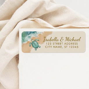 Tropical Beach Sea Turtle Gold Return Address