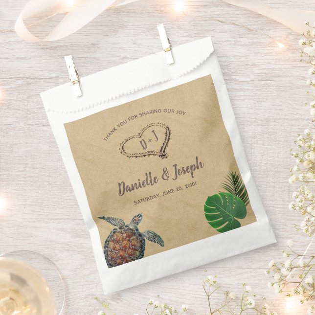 Tropical Beach Sea Turtle Wedding Favour Bags (Clipped)