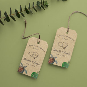Tropical Beach Sea Turtle Wedding Gift Tags