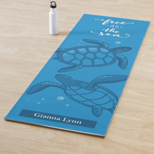 Tropical Beach Sea Turtles Personalised Yoga Mat (In Situ)