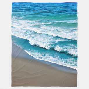 Tropical Beach Sea Waves Fleece Blanket