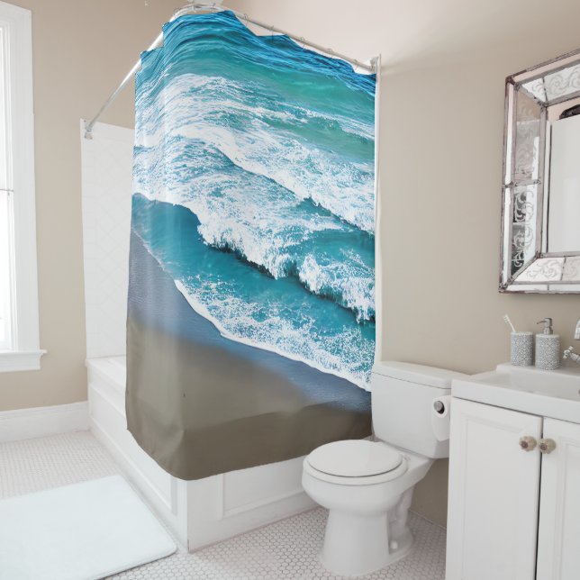 Tropical Beach Sea Waves Shower Curtain (In Situ)