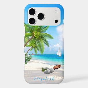 Tropical Beach Seascape Illustration Custom Name