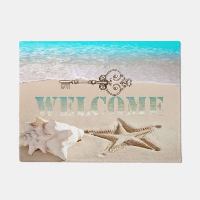 Tropical Beach, Seashell,Seastar,Key Welcome Doormat (Front)