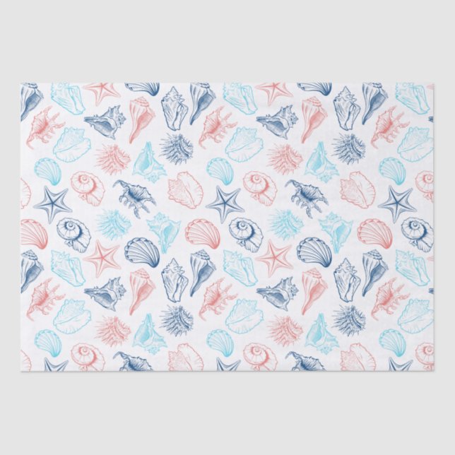 Tropical Beach Seashells Pattern  Tissue Paper (Front)