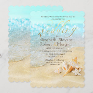 Tropical Beach,Seashells Wedding Invitation