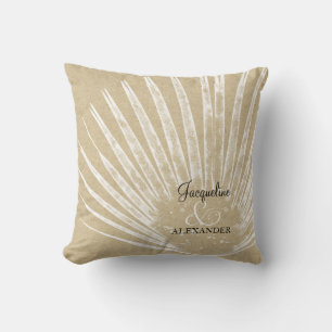 Tropical Beach Seaside Jungle Palm Foliage Wedding Cushion