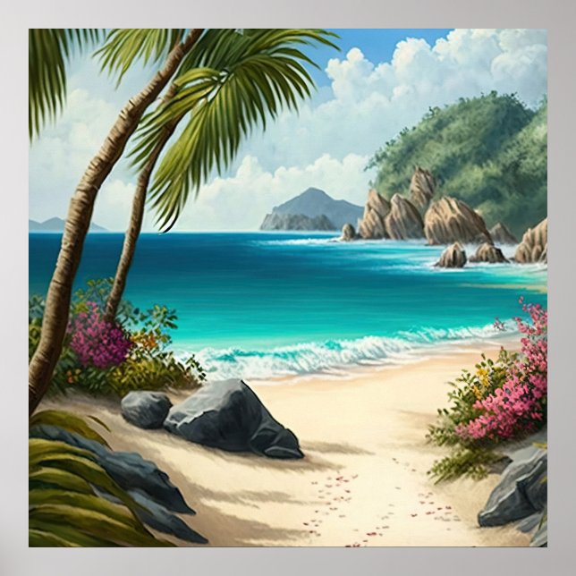 Tropical Beach Seaside Poster Print (Front)