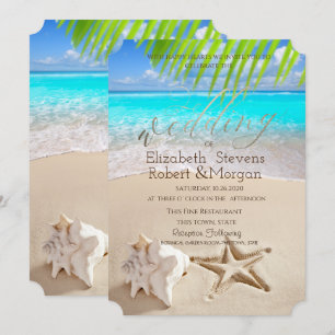 Tropical Beach,Seastar,Seashell Invitation