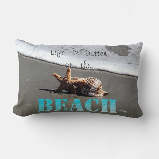 Tropical Beach,Seastar,Seashell Lumbar Cushion (Front)