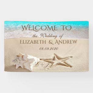 Tropical Beach,Seastar,Seashell  Wedding Banner