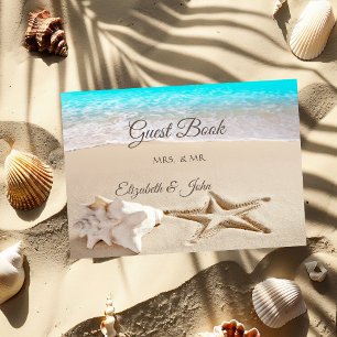 Tropical Beach,Seastar,Seashell  Wedding Guest Book