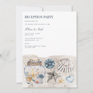 Tropical Beach Shell Reception Invitation Card