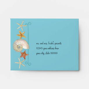 Tropical Beach Shells Starfish Nautilus Summer Envelope