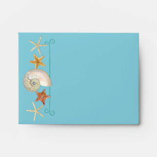 Tropical Beach Shells Starfish Nautilus Summer Envelopes