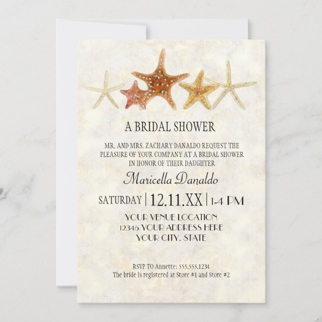Tropical Beach Shells Starfish Nautilus Summer Invitation (Front)