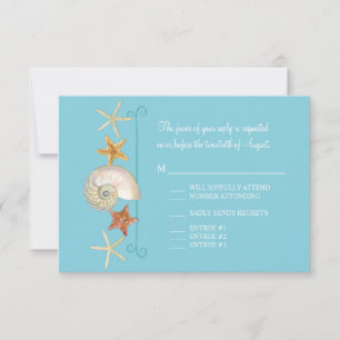 Tropical Beach Shells Starfish Nautilus Summer RSVP Card