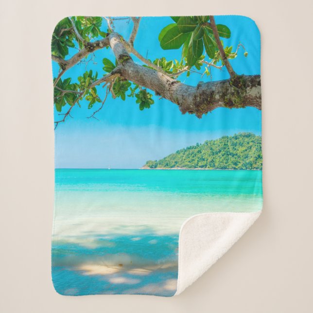 Tropical Beach Sherpa Blanket (Front)