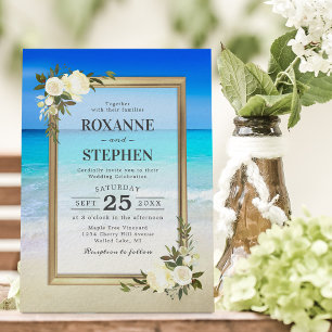 Tropical Beach Shore Floral Wedding Invitation