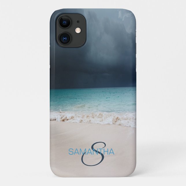 Tropical Beach Shore Sand Monogram Case-Mate iPhone Case (Back)