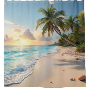 Tropical Beach Shoreline Shower Curtain