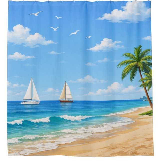Tropical Beach Shower Curtain (Front)