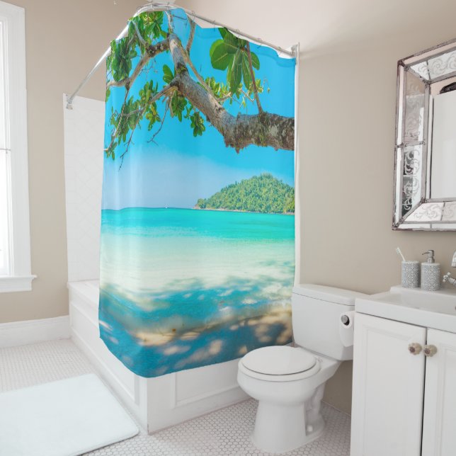 Tropical Beach Shower Curtain (In Situ)