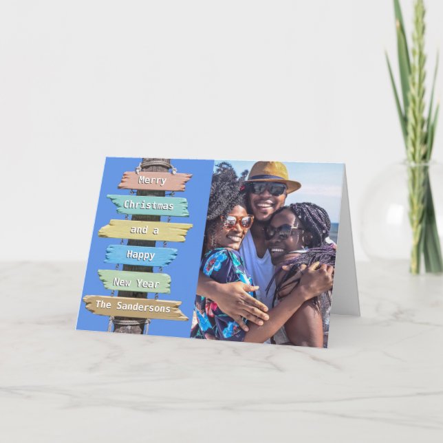 Tropical Beach Sign  Photo Christmas Holiday (Front)
