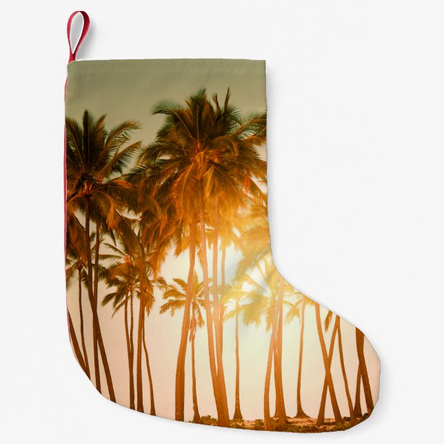Tropical beach small christmas stocking (Front)
