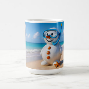 Tropical Beach Snowman Coffee Mug