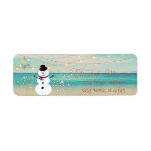 Tropical,Beach,Snowman, Lights, Snowflakes