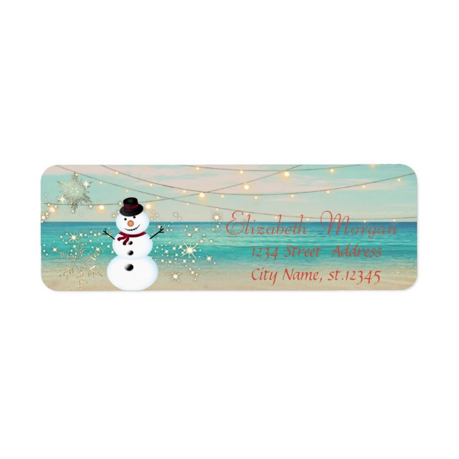 Tropical,Beach,Snowman, Lights, Snowflakes (Front)