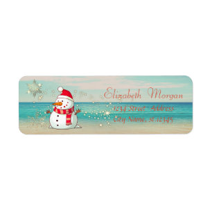 Tropical,Beach,Snowman,Snowflakes
