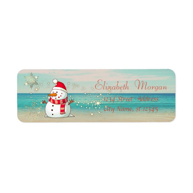 Tropical,Beach,Snowman,Snowflakes (Front)