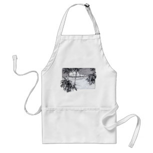 Tropical Beach South Wind Vintage Art Standard Apron