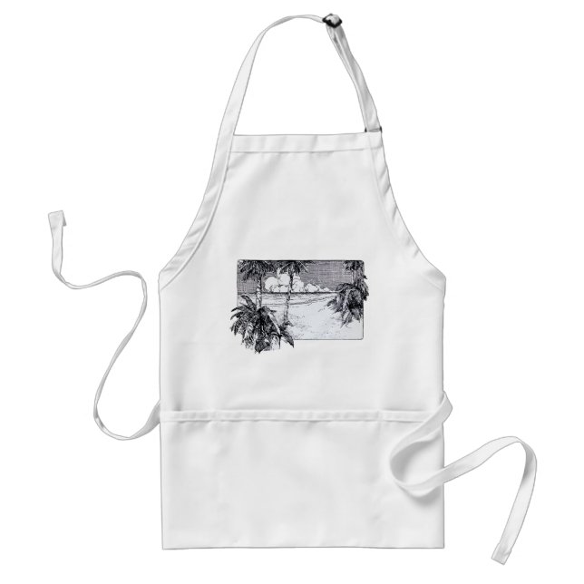 Tropical Beach South Wind Vintage Art Standard Apron (Front)