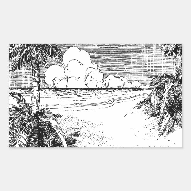 Tropical Beach South Wind Vintage Etching Sticker (Front)