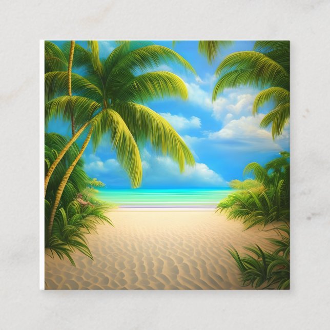 Tropical Beach Square Business Card (Front)