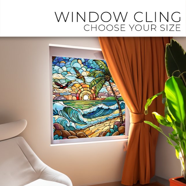 Tropical Beach Stained glass art Window Cling (Creator Uploaded)