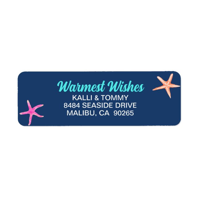 Tropical Beach Starfish Christmas Return Address (Front)