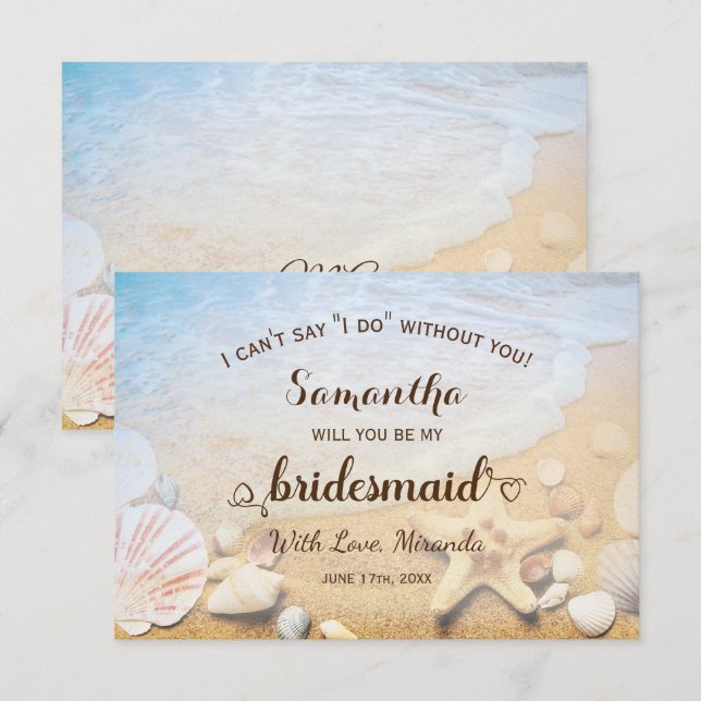 Tropical Beach Starfish Wedding Bridesmaid Invitation (Front/Back)