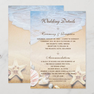 Tropical Beach Starfish Wedding Details Card
