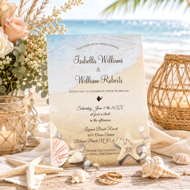 Tropical Beach Starfish Wedding Invitation (Creator Uploaded)