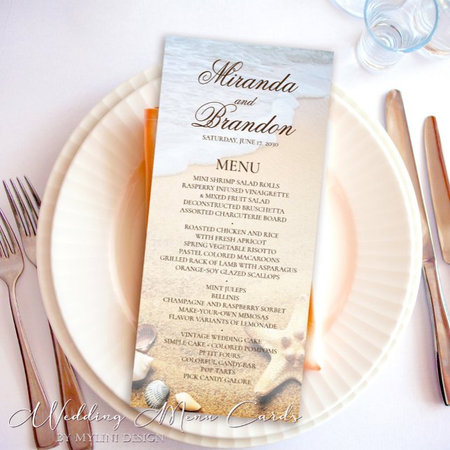 Tropical Beach Starfish Wedding Menu Card (Creator Uploaded)