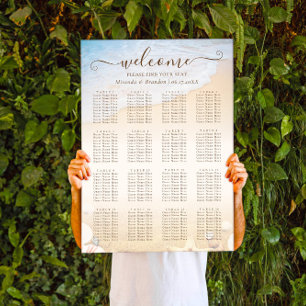 Tropical Beach Starfish Wedding Seating Chart